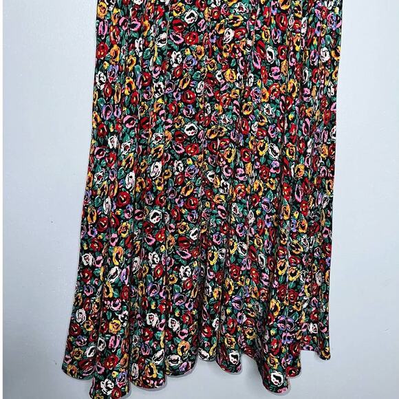 Outline Debora Kuchme Vintage Micro Floral Midi Dress Size 6 Red, Green, Black - Picture 10 of 12